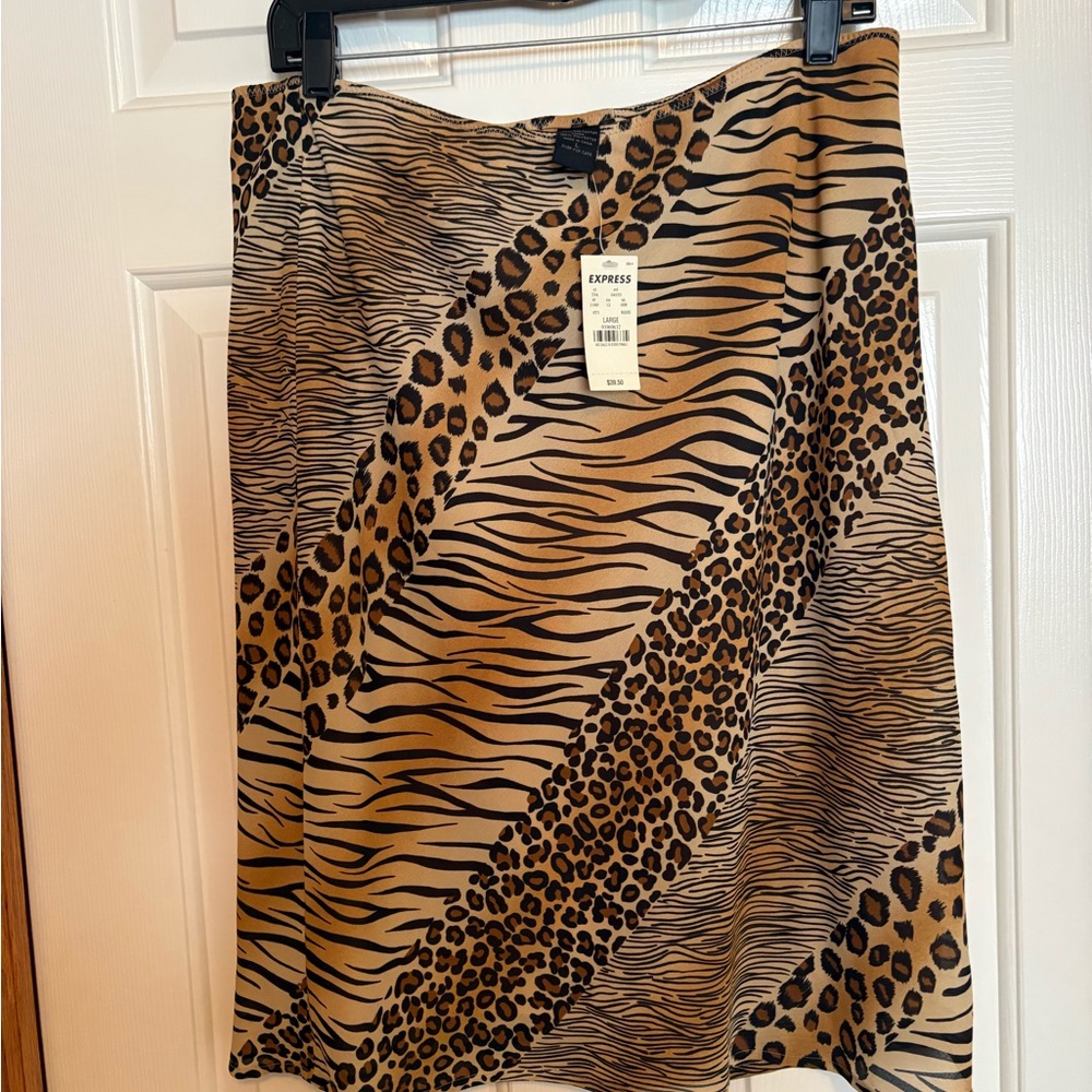 Express Animal Print Pencil Skirt - Brown and Black